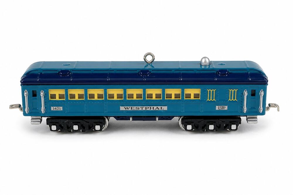 Vintage 2002 Hallmark Lionel Blue Comet Passenger Car Lighted Ornament Westphal